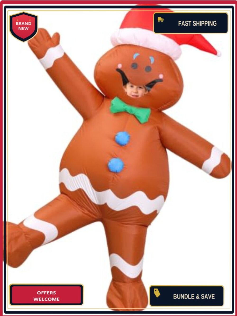 OVIFM Adult Inflatable Gingerbread Man Costume Xmas Holiday Party